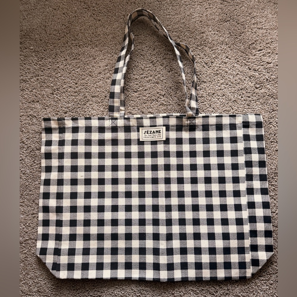 Sezane checkered tote